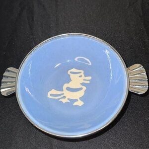 Vintage Hot Water Ceramic and Stainless Baby Dish Warmer